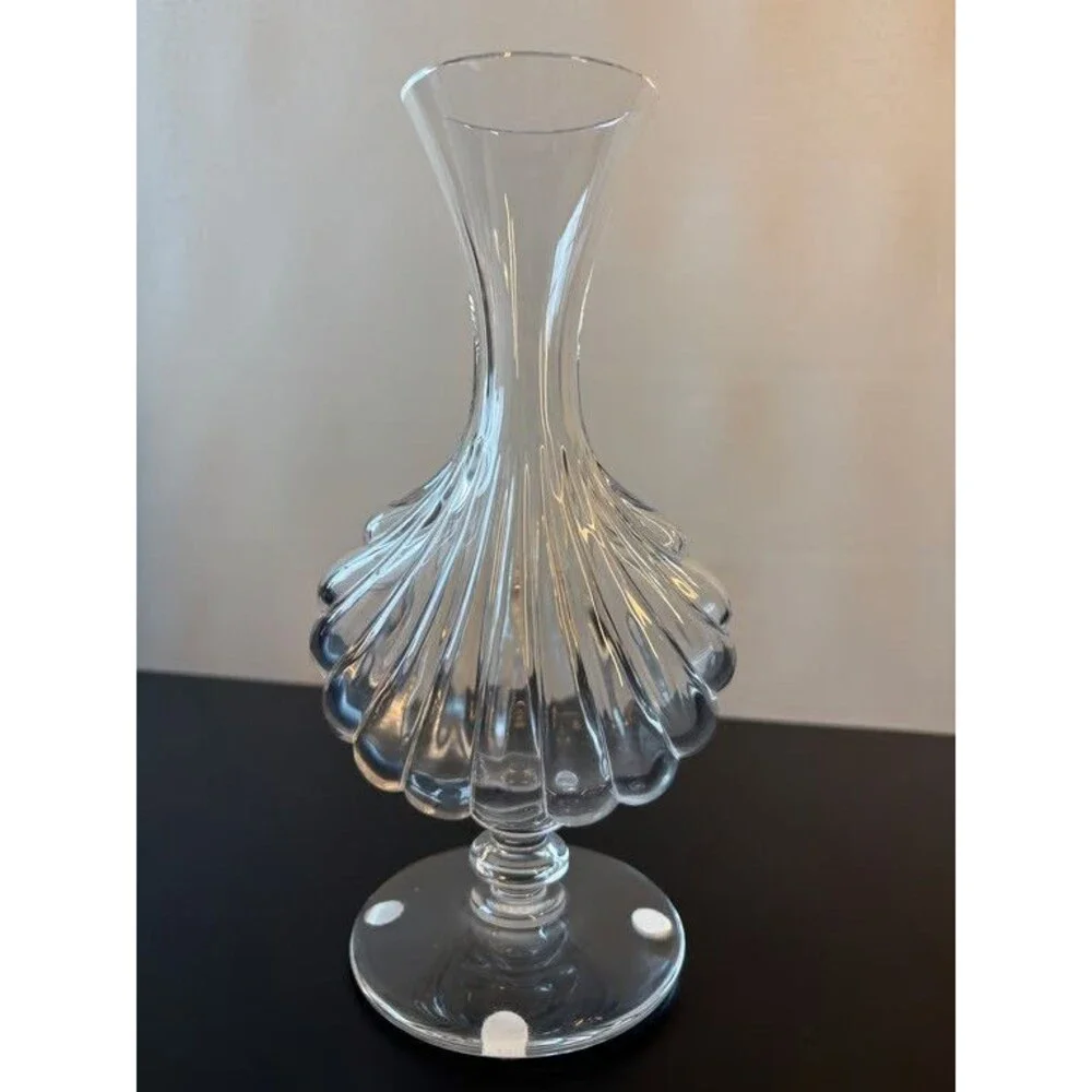 Baccarat France Crystal Bud Vase Fluted Shell Footed Acid Etched Mark
